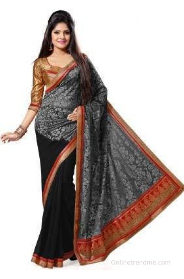 Saree Swarg Floral Print Bollywood Georgette, Brasso Sari